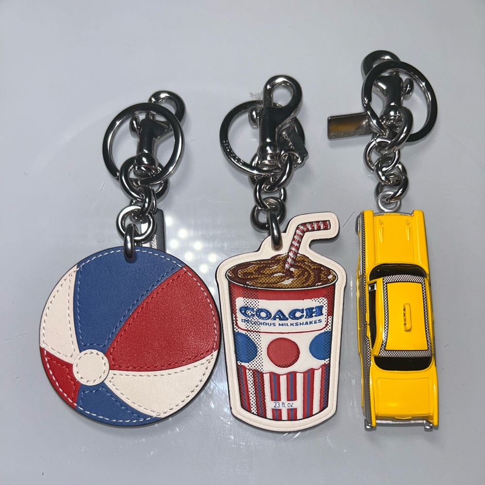 COACH Kids' Charm Keychain Trio in Red, Blue, White & Yellow - Picture 2 of 8
